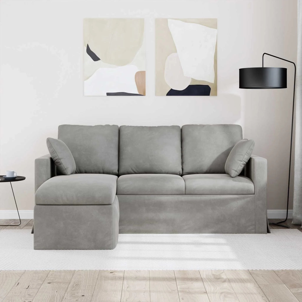 Divano Grigio chiaro 178 x 134 x 80 cm Velluto 42024449