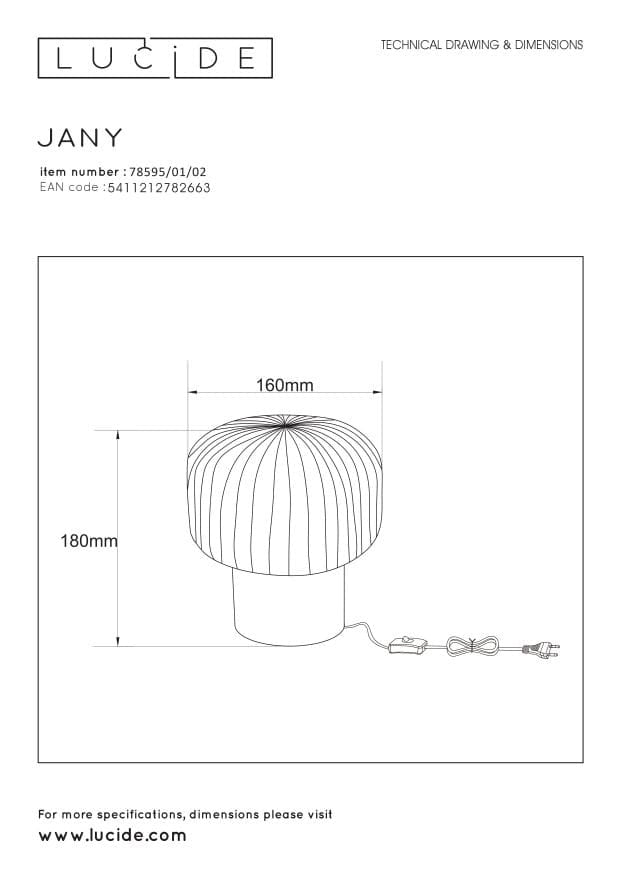Lampada da tavolo Lucide JANY ottone vetro fumé E14 40W