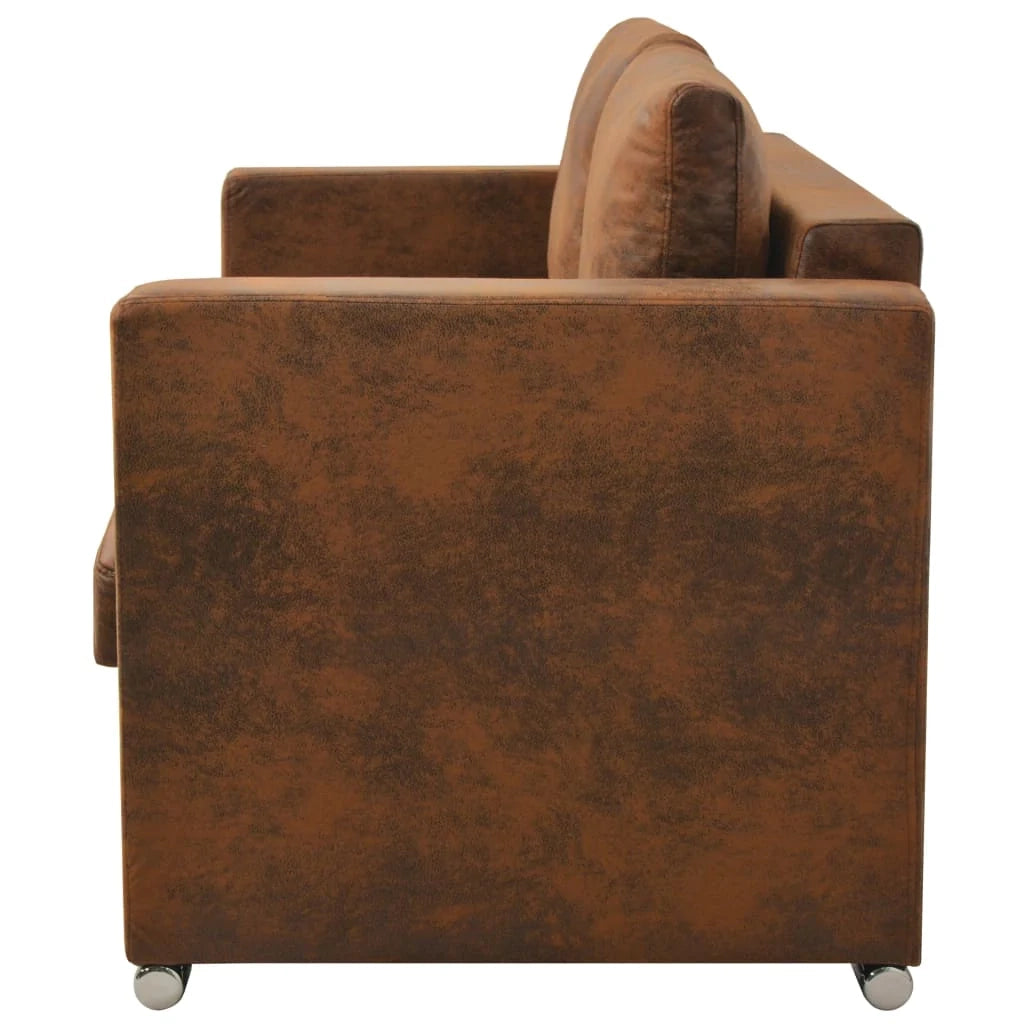 Divano a 2 posti per soggiorno arredamento per la casa 137 x 73 x 82 cm pelle scamosciata artificiale 02_0020772