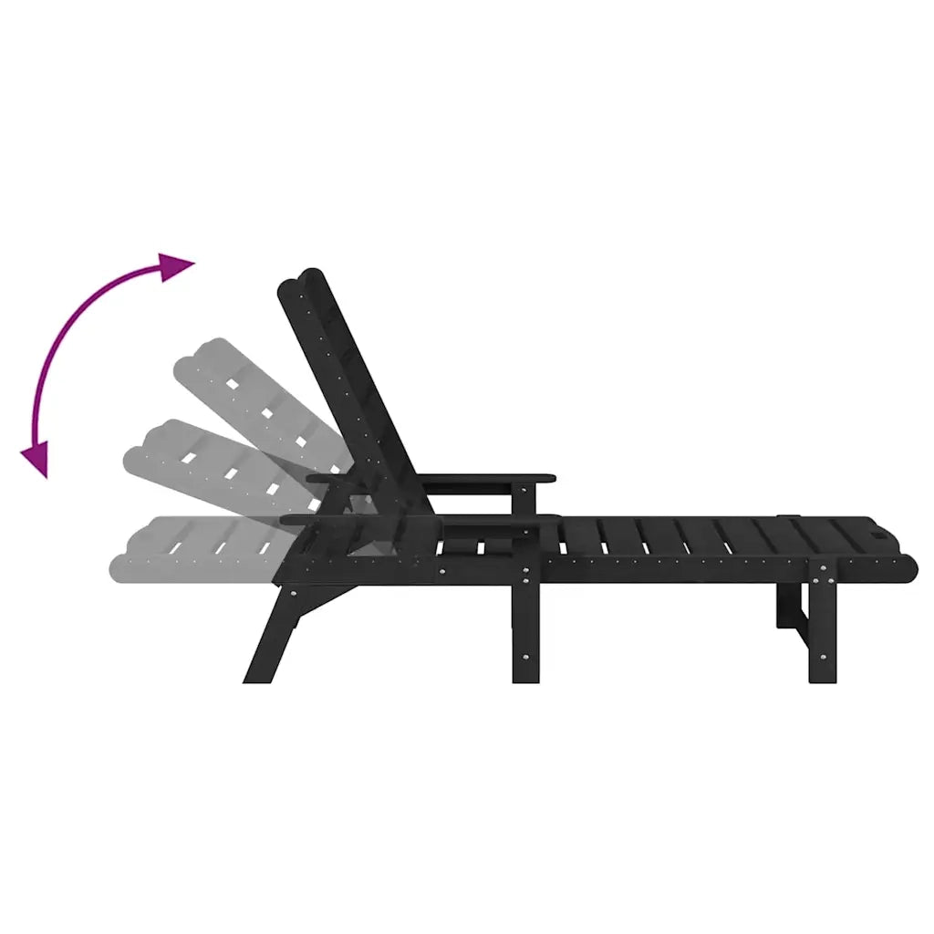 Lettino da sole Nero 195,5 x 53 x 98,5 cm HDPE CFW1228544