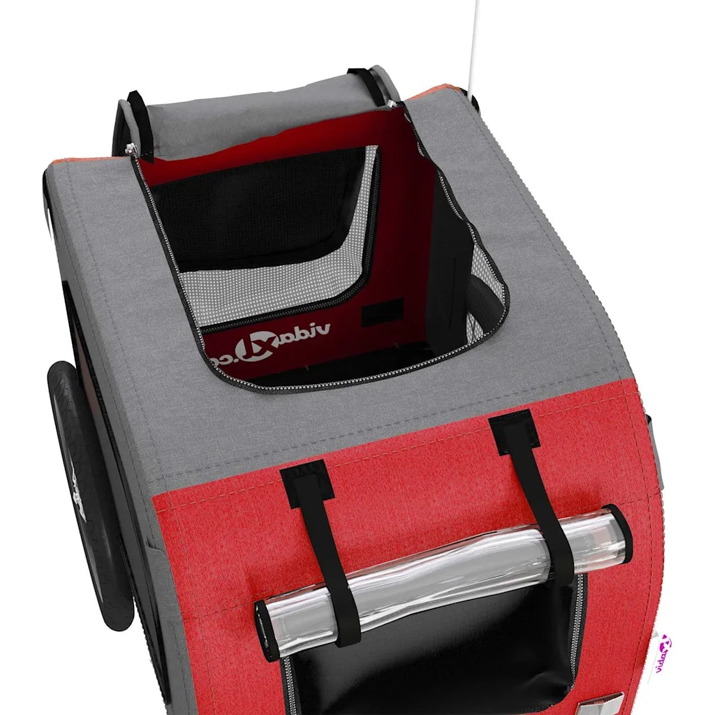Rimorchio da Bici per Animali Rosso e Grigio Oxford e Ferro CFW4737066