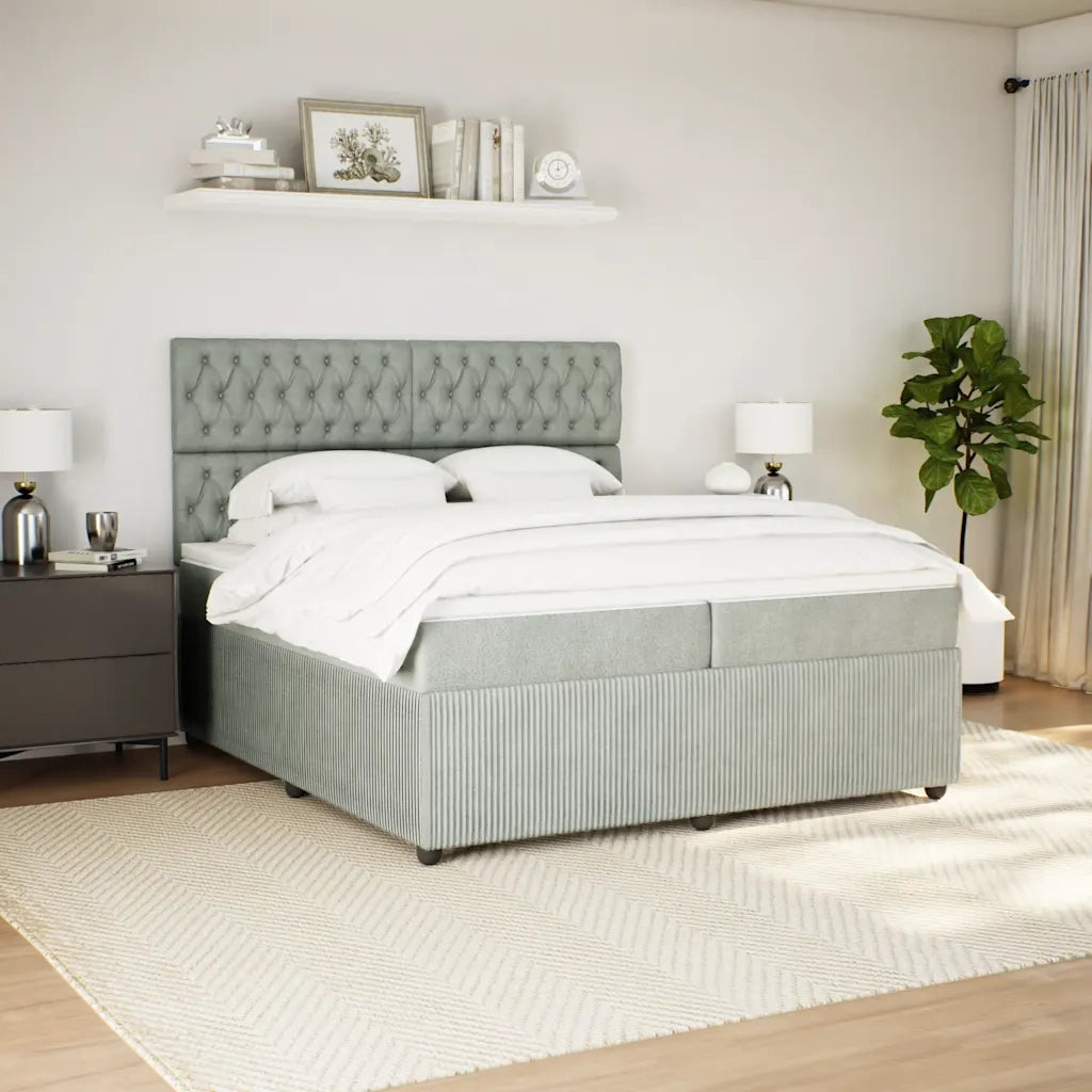 Giroletto a Molle con Materasso Grigio Chiaro 200x200cm Velluto