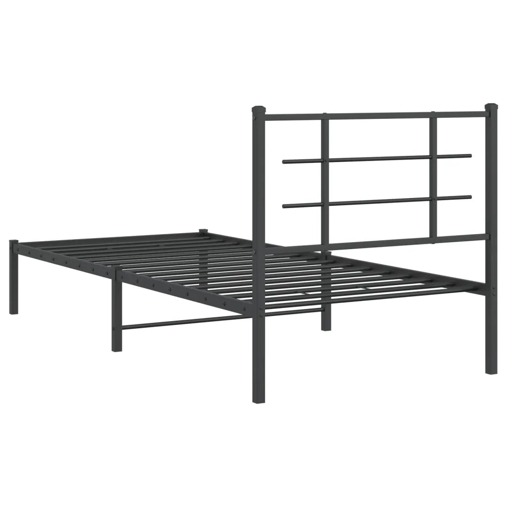 Giroletto con Testiera in Metallo Nero 90x190 cm 355553
