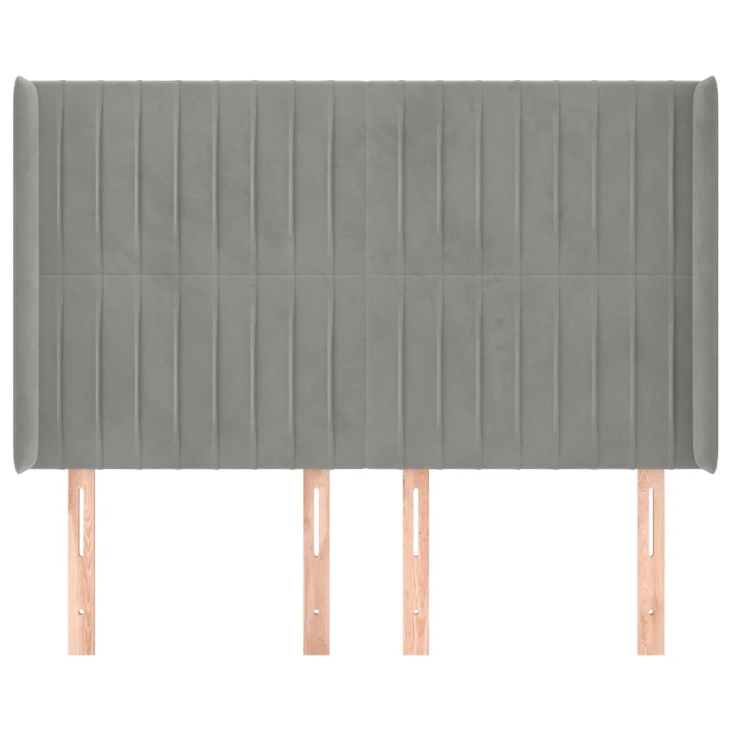 Testiera | Testata ad Orecchio Grigio Chiaro 147x16x118/128 cm in Velluto