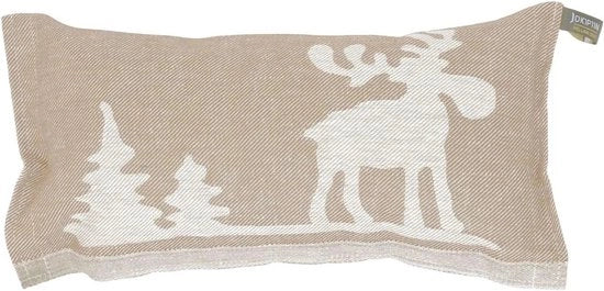 Cuscino per sauna preferito cuscino per viaggio | Disegno: elafante, beige/bianco | Dimensioni: 40 x 22 cm, lino/cotone | Ökotex 100 libero da sostanze pericolose | prodotto in Finlandia