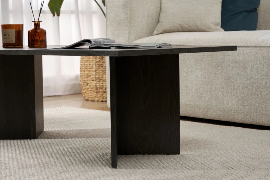 Tavolino da caffè in legno "Sabin" - 60 x 119 x 40 cm - Nero Chiaro