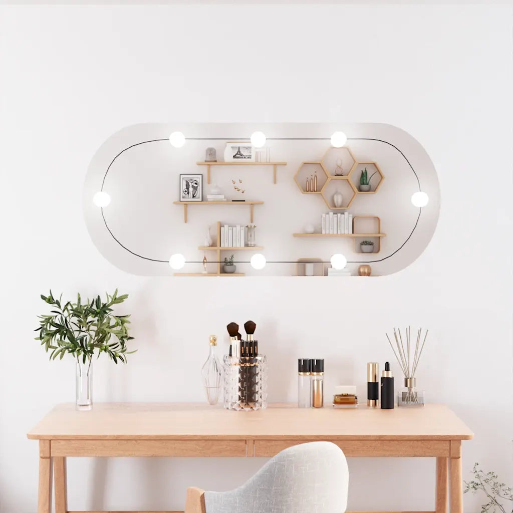 Specchio da Parete con Luci LED-Specchio a Muro-Specchio Decorativo 40x90 cm Vetro Ovale