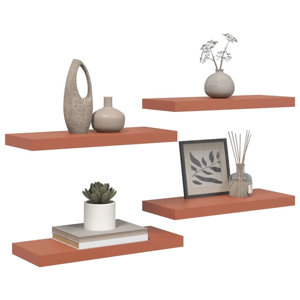 Scaffale da parete 4 pcs Rosso 60 x 23 x 4 cm Legno multistrato 42019928