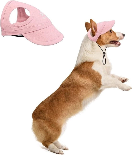 Cappello per cani con fori per le orecchie per attività estive e protezione - adatto per cani piccoli e medi - rosso M
