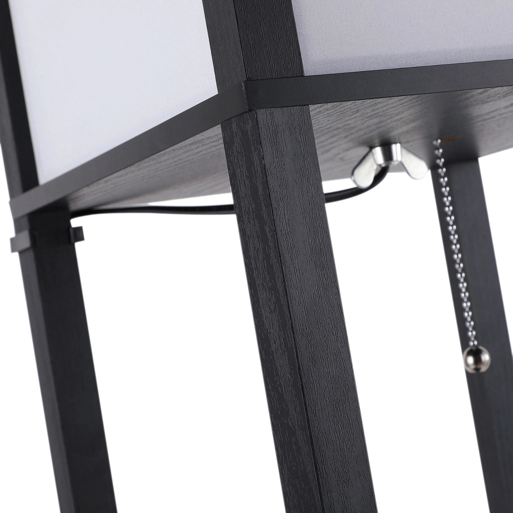 EasyComfort Lampada a Terra 40W con 3 Mensole Integrate e Interruttore a Pedale, Lampada Moderna in MDF e PS, 26x26x160 cm, Nero e Bianco