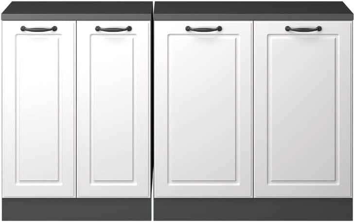 Set di mobili sottotetto Rion, Bianco casa di campagna, 140 cm Set di 2 carcasse armadio profondità 60 cm, adatto per il salvaspazio sotto tetti spioventi