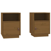 Set di 2 Comodini | Armadio da Notte | Mobiletto da notte Ambrati 40x34x55 cm in Legno Massello di Pino