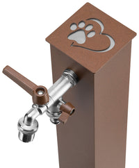 Fontana a Colonna Rubinetto Doppio in Ottone con Base e Vaschetta Abbeveratoio Belfer 42/REX-R Ruggine