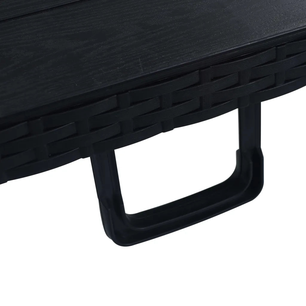 Tavolo da Giardino Pieghevole Nero 180x75x72 cm in Rattan HDPE 48831