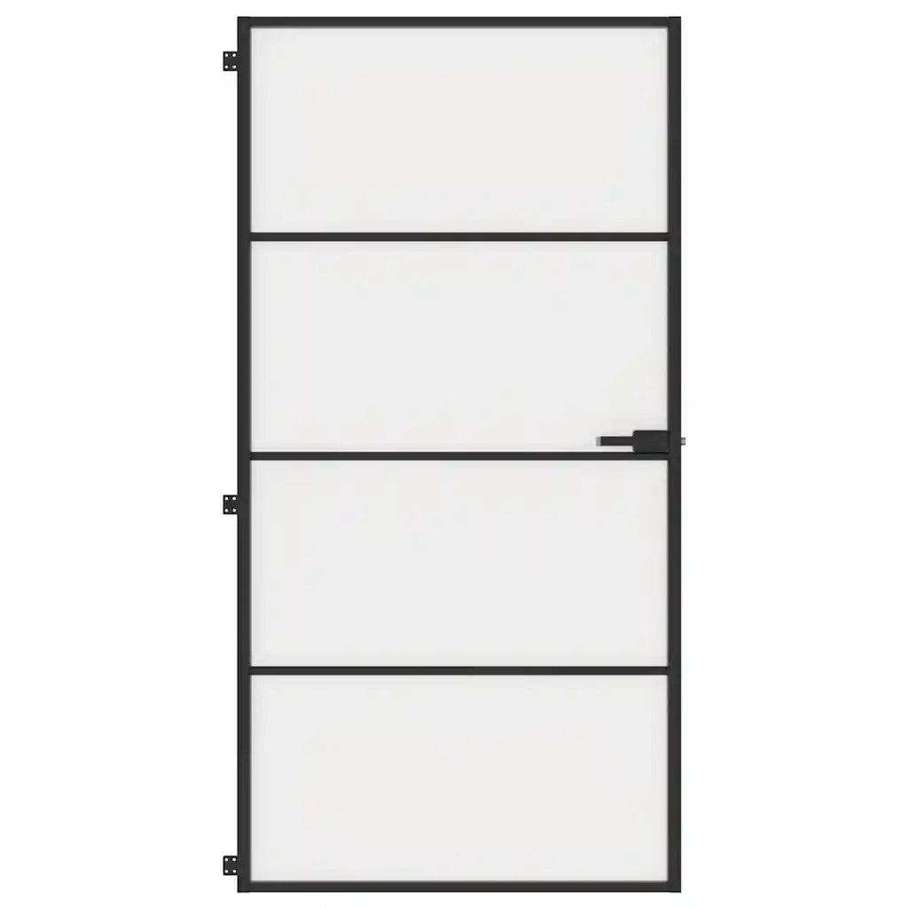 Porta Interni Sottile Nera 102,5x201,5Vetro Temperato Alluminio 155123