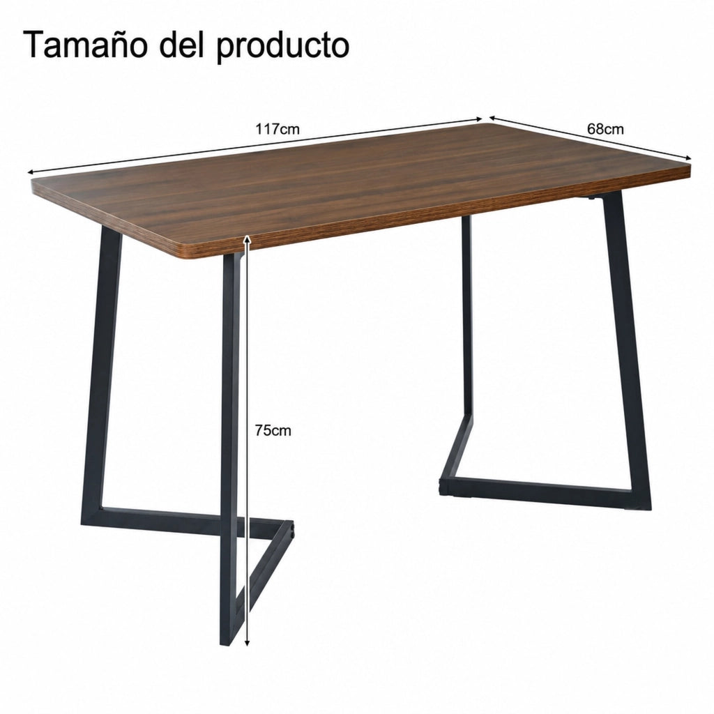 Set tavolo e 4 sedie 117x68x75 cm MDF noce e grigio scuro