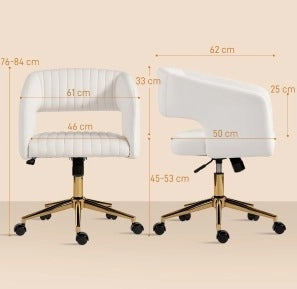 Sedia da ufficio in effetto velluto crema con funzione basculante