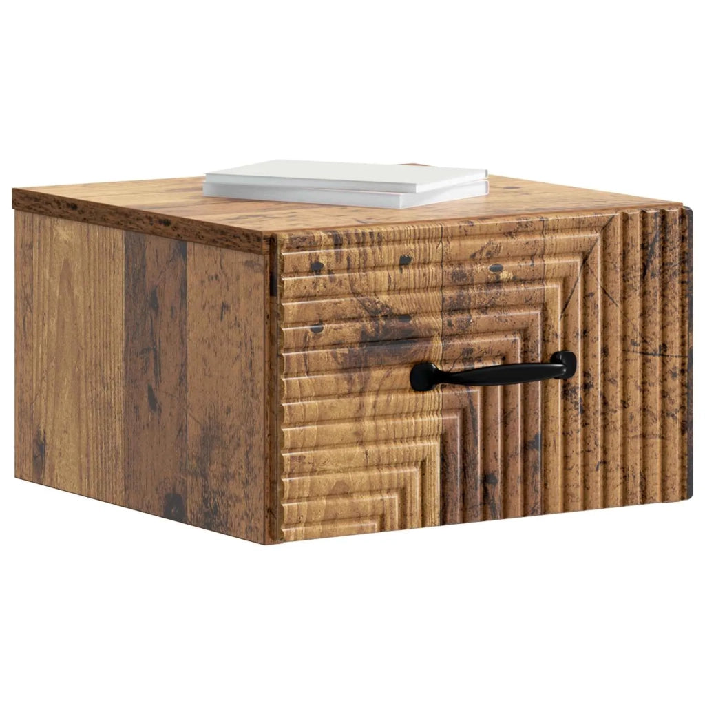 Mobiletto da notte a muro Legno antico 34,5 x 33 x 20 cm 898611