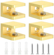 Supporti per vetrata 4 pezzi - Regolabili clip in vetro - Fissaggio in ottone con gomme - Sostegni vetrata non perforanti - Adatto per vetro da 8-10 mm - Spessore totale 18,5 mm