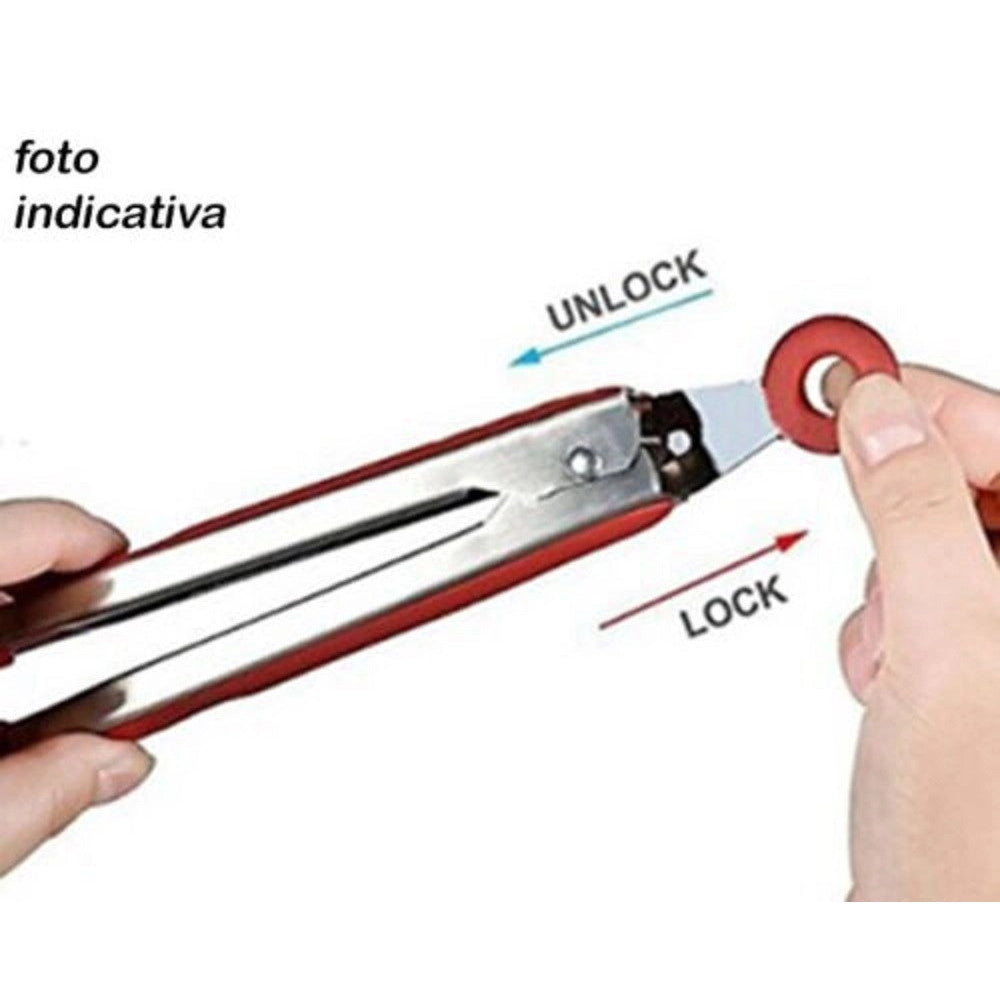 Trade Shop - Pinza Per Barbecue Alimenti Richiudibile Sistema Di Blocaggio In Silicone 50598 -