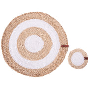Set di 12 tovagliette e sottobicchieri rotondi in juta di cotone naturale fatti a mano 35/10 cm naturale stile boho