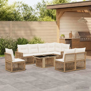 Set Divano da Giardino 9 pz Beige e Bianco Crema polyrattan 3436800