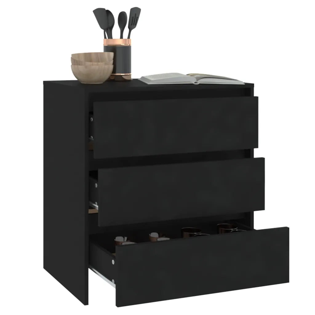 Credenza | Madia | Buffet da pranzo | Armadio da pranzo Nera 70x41x75 cm in Truciolato