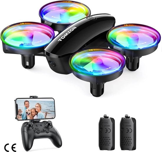 Drone Mini con Camera per Bambini e Principianti - 1080p Helicottiere con Lunga Durata di Volo, Comando a Distanza con Luce LED, Giocattolo da Interno Drone con Protezione a 360° delle Pale e Funzione Giro/Flip 3D