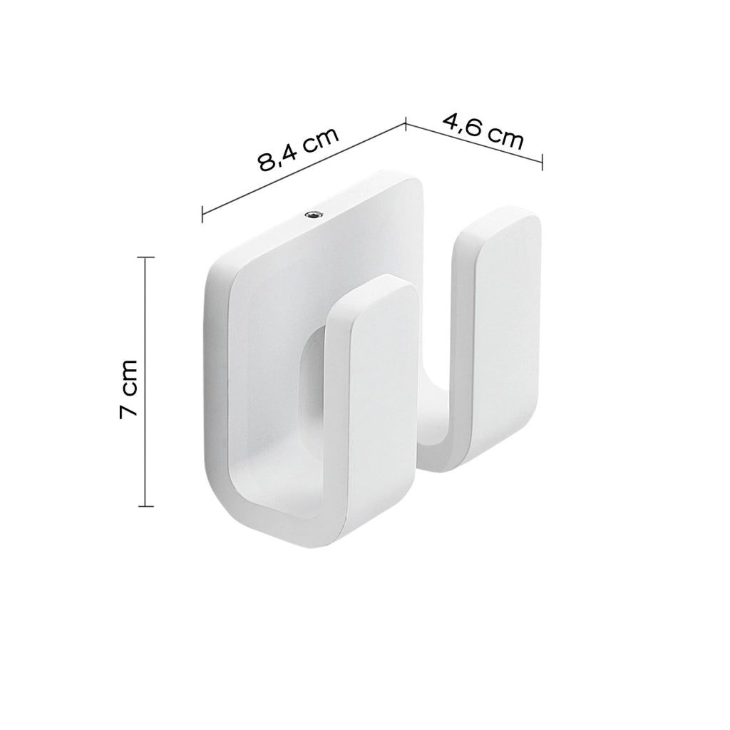Appendiabiti doppio da muro in ottone, acciaio inox e Cromall 3228 Gedy serie OUTLINE Bianco Opaco