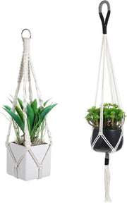 Hanger per fiori in cotone - corda in cotone - per interni ed esterni - vaso per piante da appendere - decorazione boho - vaso per appendere in giardino, salotto, balcone, finestra - set da 2 pezzi
