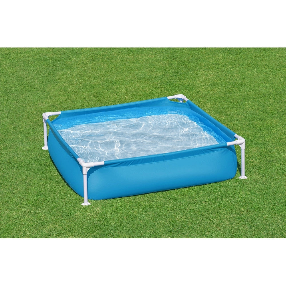 Trade Shop - Piscina Quadrata Fuori Terra Per Bambini Baby Telaio In Acciaio Blu 122 Cm 56217 -