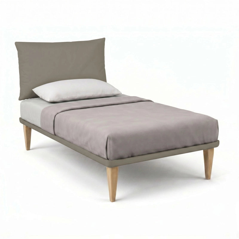 Letto imbottito Singolo 80x190 cm Soft - Similpelle,Cappuccino,Con rete