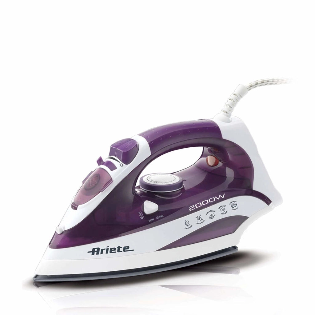 Ariete 6235 Ferro da Stiro a Vapore Piastra Ceramica 2000W Serbatoio 300ml Vapore Verticale Auto-pulizia colore Bianco Viola