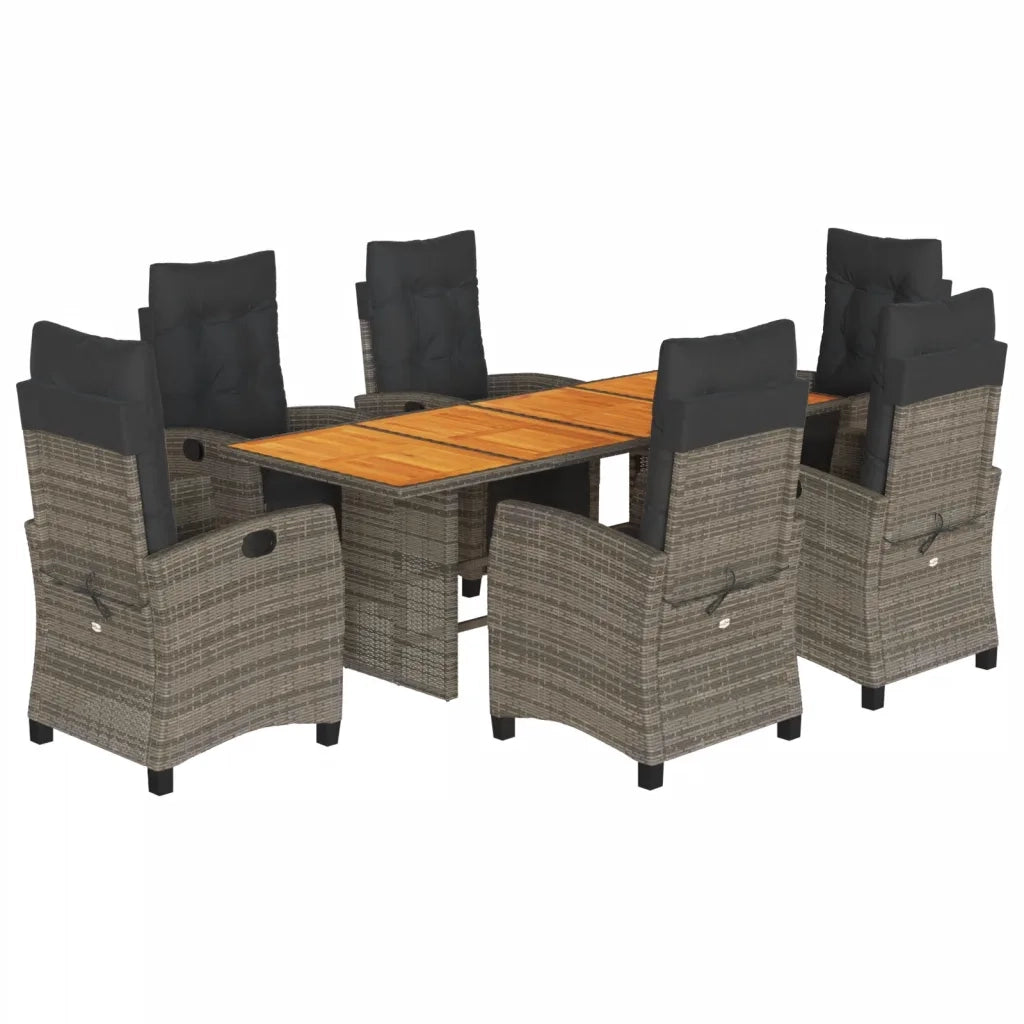 Set da Pranzo da Giardino 9 pz con Cuscini in Polyrattan Grigiocod mxl 92431