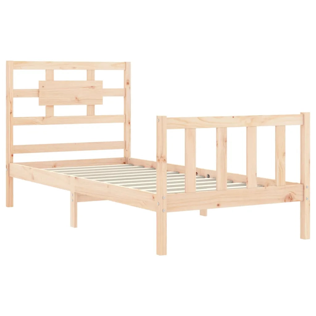 Giroletto con Testiera Single-Struttura Letto in Legno Massello 422494