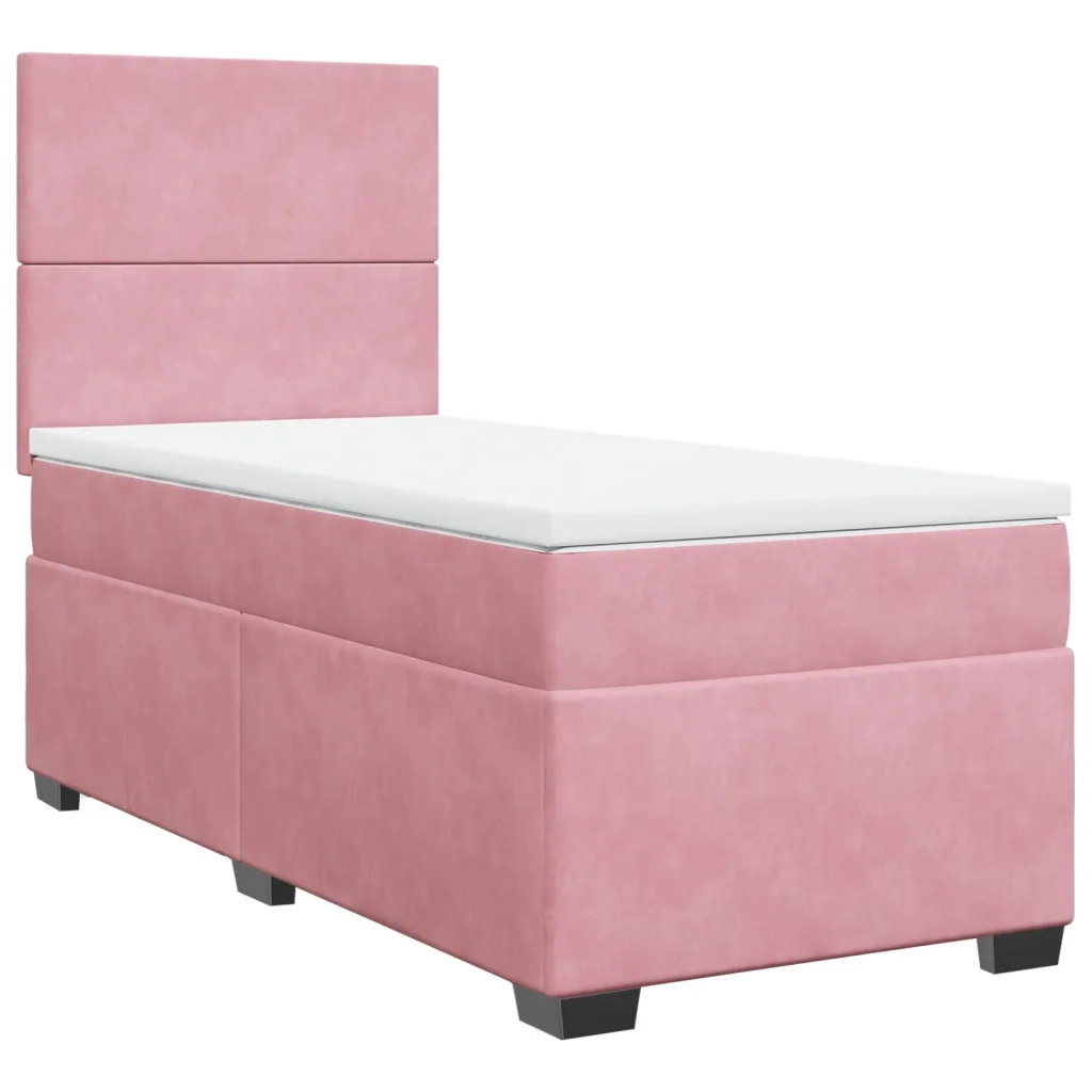 Giroletto a Molle con Materasso Rosa 90x200 cm in Velluto 3290809