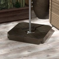 Set di 4 Pesi Zavorra Quadrati per Ombrelloni con Base a Croce, da Riempire d'Acqua o di Sabbia fino a 60/80 kg, Marrone