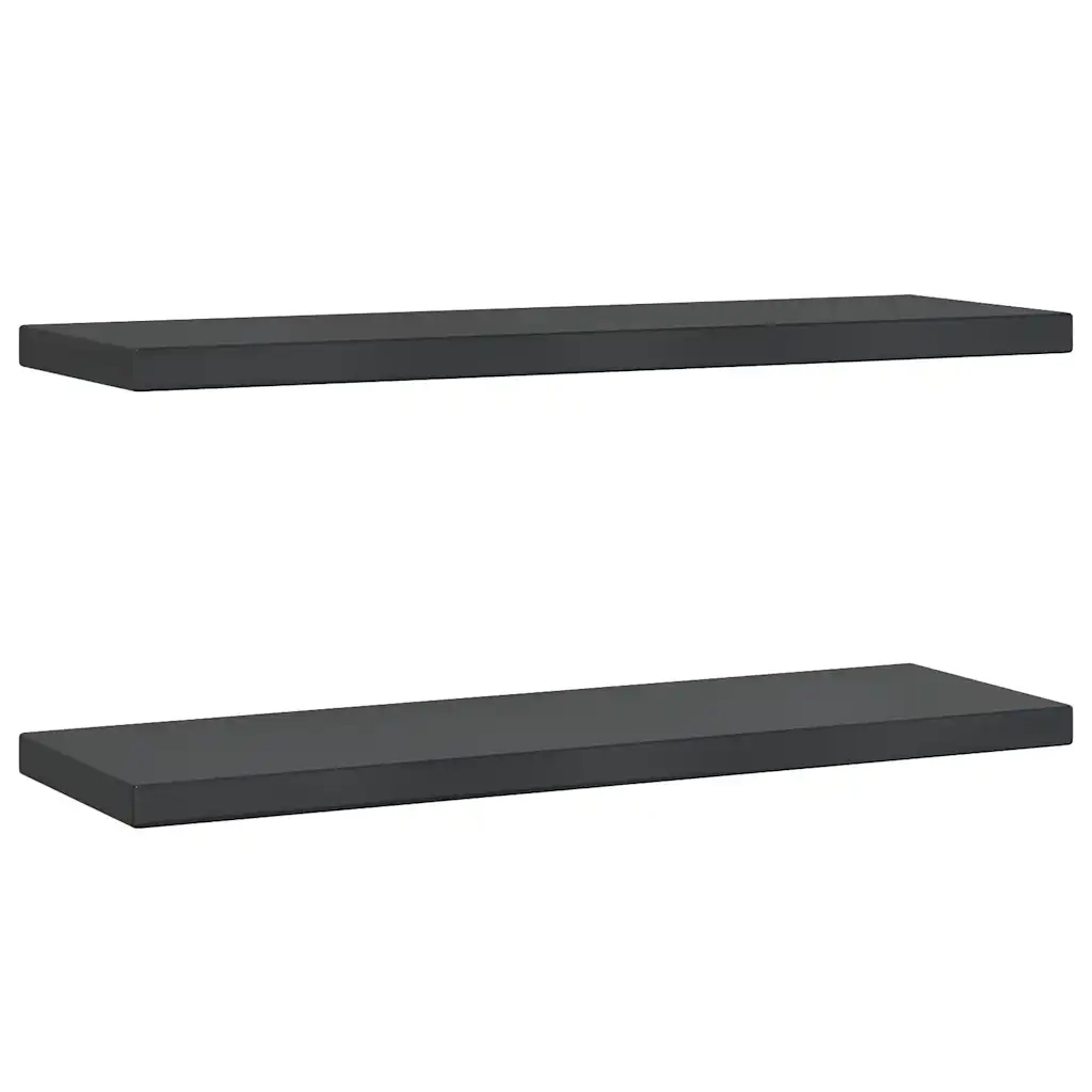 Mensole a Muro 2 pz 75x23,5x3 cm Nero in Acciaio Inossidabile