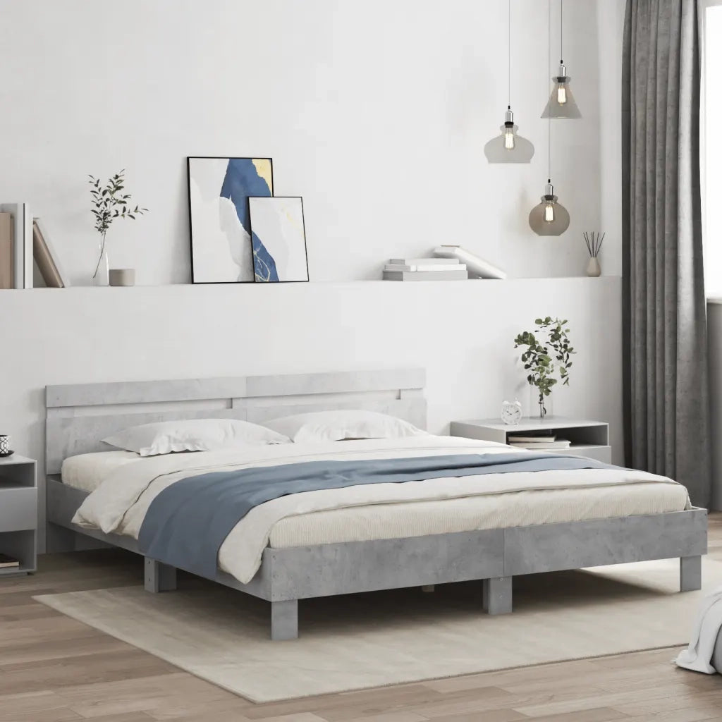 Giroletto Testiera Grigio Cemento 200x200 cm Legno Multistrato 3207395