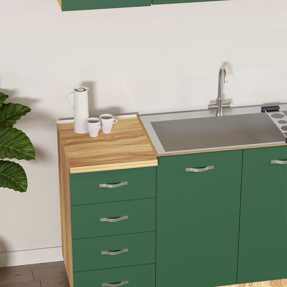 Pensile da Cucina Armadio Sospeso da Parete in Legno Design Minimal Colore Verde