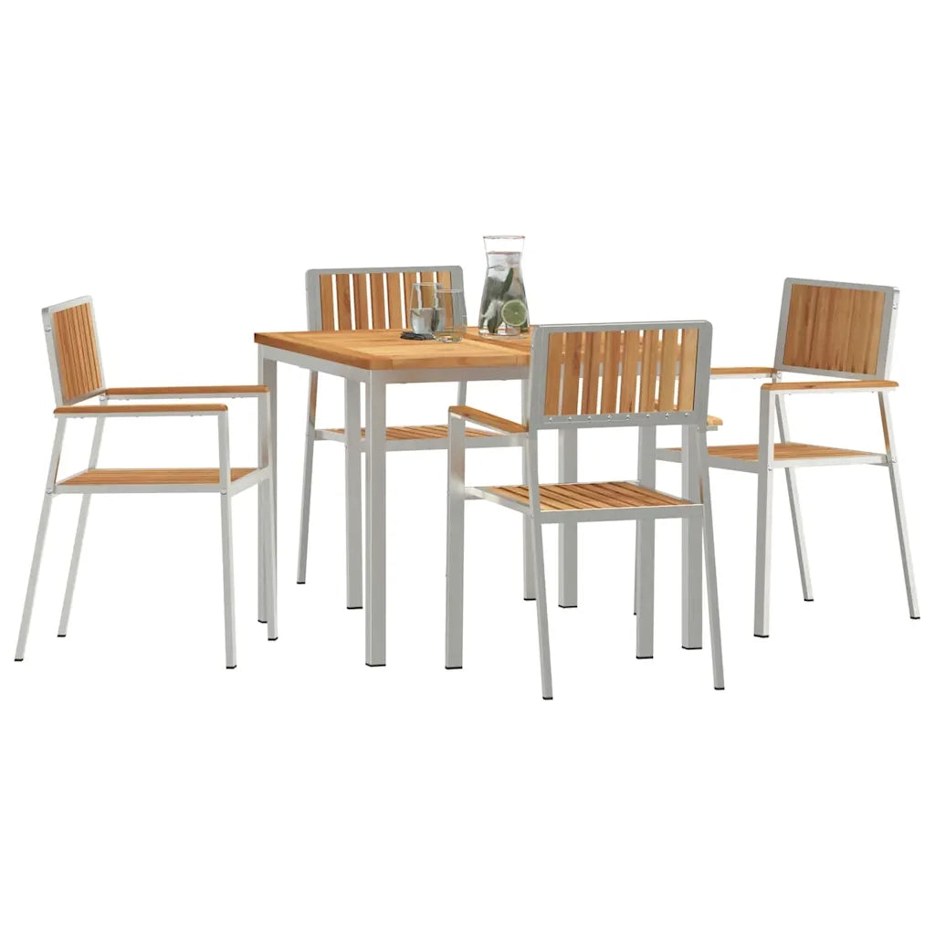 Set da pranzo per esterni 5 pcs Marrone Legno di teak solido 3334798