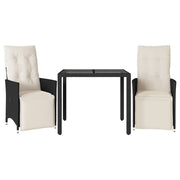 Set da Bistr¨° 3 pz | Set Salotto da Giardino con Cuscini Nero in Polyrattan