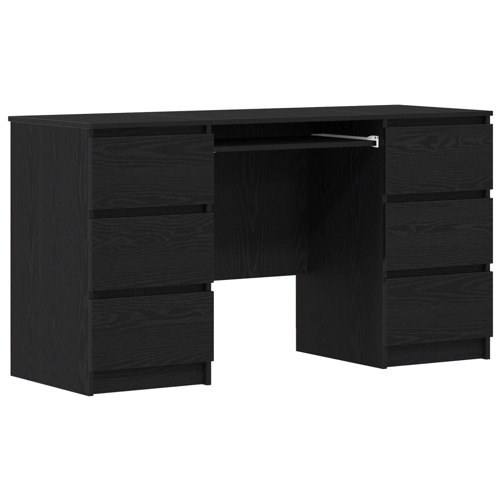 Scrivanie 2 pezzi in rovere nero 140x50x76 cm in legno ingegnerizzato