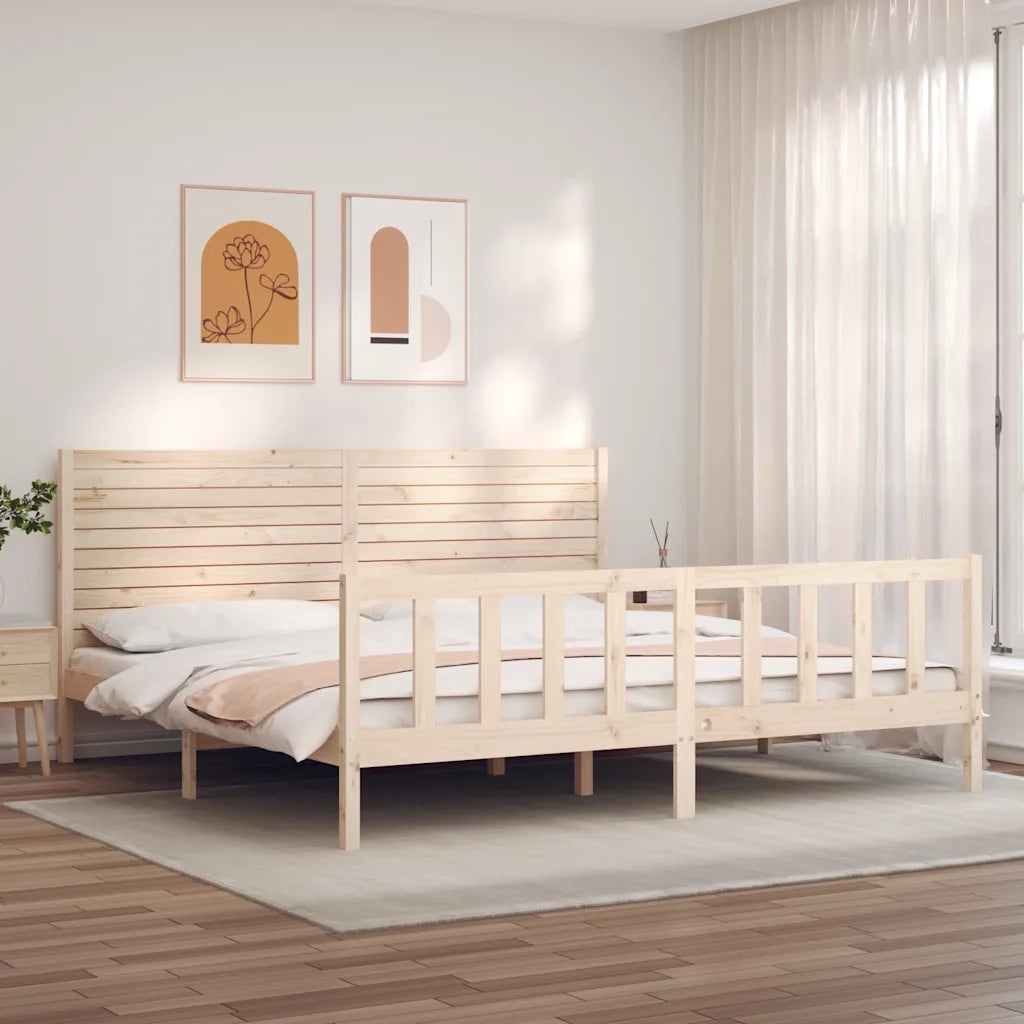 Giroletto senza Materasso-Struttura Letto 200x200 cm in Legno Massello di Pino 617130