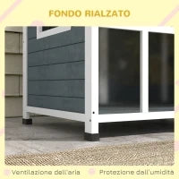 Cuccia per Cani Taglia Media da Esterno con Tetto Apribile in Legno, 101x66.5x70.5 cm, Grigio
