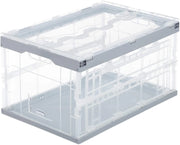 Scatola pieghevole con coperchio cassa di plastica per lo stoccaggio cassa di trasporto 60 litri grigio 13_0000480_2