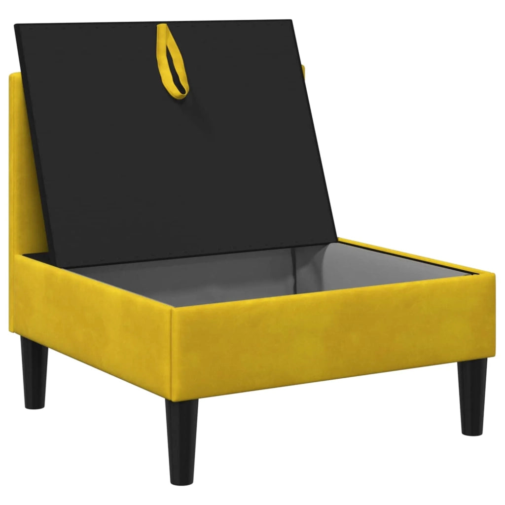 Divano Centrale con Spazio di Archiviazione Giallo Velluto