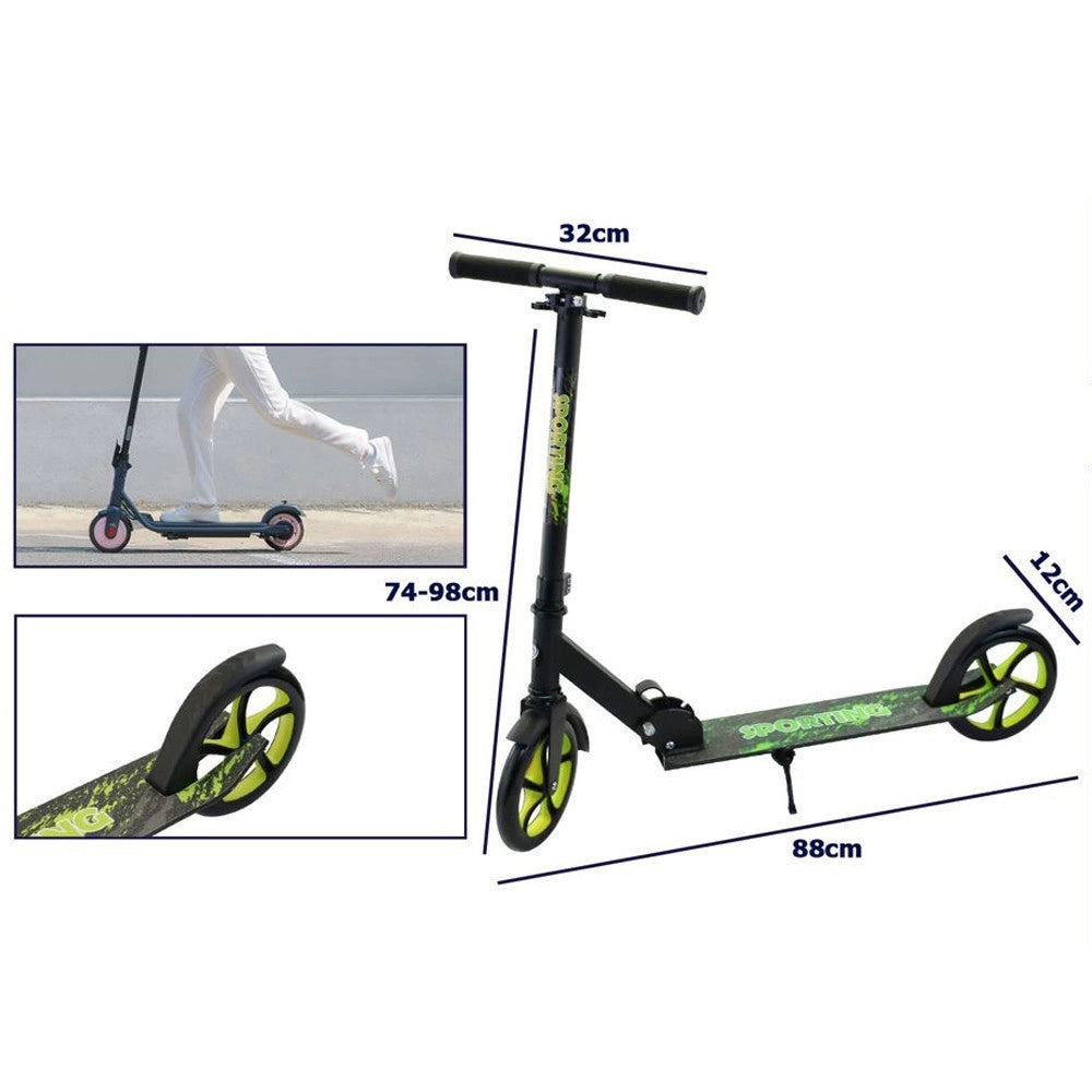 Trade Shop - Monopattino 2 Ruote Altezza Regolabile Veloce Leggero Versatile Adulti Ragazzi -