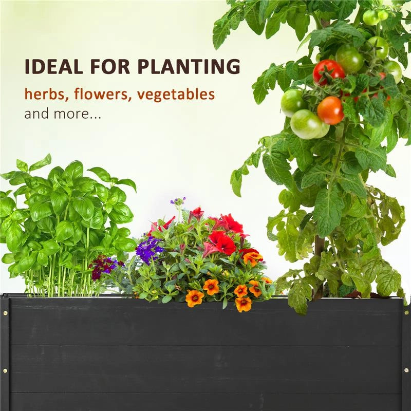 FIORIERA DA GIARDINO CON FORO DI DRENAGGIO E ROTELLE, IN LEGNO DI ABETE, 89X48X47 CM, NERA