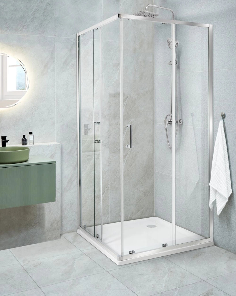 Box doccia oro vetro temperato doppia porta scorrevole 90 x 90 x 185 cm bagno design moderno